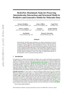 HydroNet: Benchmark Tasks for Preserving Intermolecular Interactions and
  Structural Motifs in Predictive and Generative Models for Molecular Data