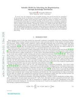 Solvable Model for Inheriting the Regularization through Knowledge
  Distillation