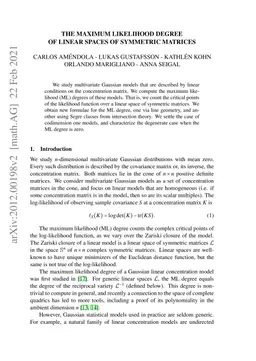The Maximum Likelihood Degree of Linear Spaces of Symmetric Matrices