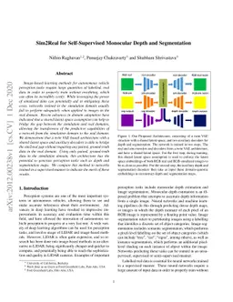 Sim2Real for Self-Supervised Monocular Depth and Segmentation