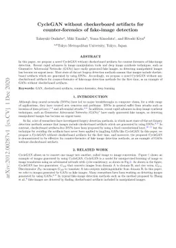 CycleGAN without checkerboard artifacts for counter-forensics of
  fake-image detection