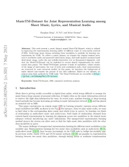 MusicTM-Dataset for Joint Representation Learning among Sheet Music,
  Lyrics, and Musical Audio