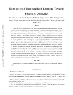 Edge-assisted Democratized Learning Towards Federated Analytics