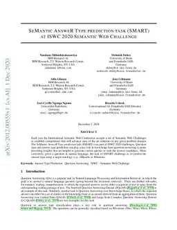 SeMantic AnsweR Type prediction task (SMART) at ISWC 2020 Semantic Web
  Challenge