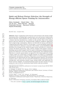 Quick and Robust Feature Selection: the Strength of Energy-efficient
  Sparse Training for Autoencoders