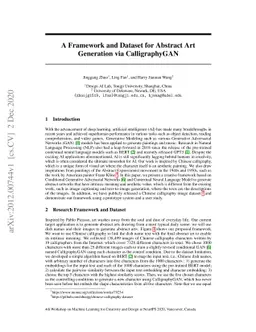 A Framework and Dataset for Abstract Art Generation via CalligraphyGAN