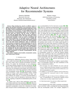 Adaptive Neural Architectures for Recommender Systems
