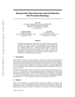 Interpretable Phase Detection and Classification with Persistent
  Homology