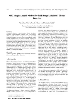 MRI Images Analysis Method for Early Stage Alzheimer's Disease Detection