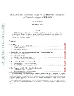 Transaction Fee Mechanism Design for the Ethereum Blockchain: An
  Economic Analysis of EIP-1559