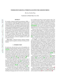 Federated Marginal Personalization for ASR Rescoring