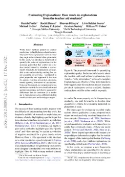 Evaluating Explanations: How much do explanations from the teacher aid
  students?