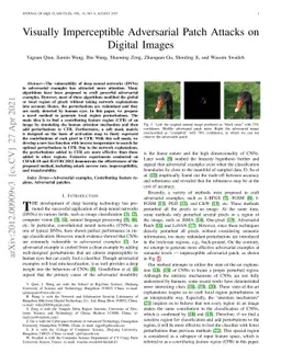 Visually Imperceptible Adversarial Patch Attacks on Digital Images