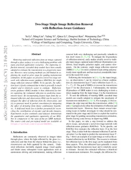 Two-Stage Single Image Reflection Removal with Reflection-Aware Guidance