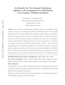 An Identity for Two Integral Transforms Applied to the Uniqueness of a
  Distribution via its Laplace-Stieltjes Transform