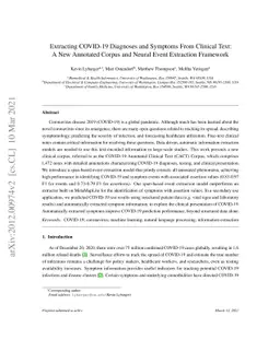 Extracting COVID-19 Diagnoses and Symptoms From Clinical Text: A New
  Annotated Corpus and Neural Event Extraction Framework