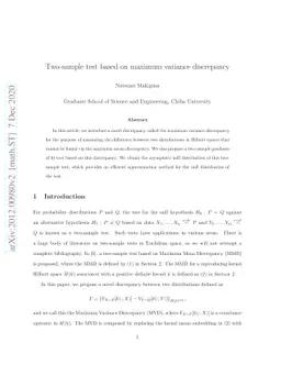 Two-sample test based on maximum variance discrepancy