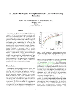 An Once-for-All Budgeted Pruning Framework for ConvNets Considering
  Input Resolution