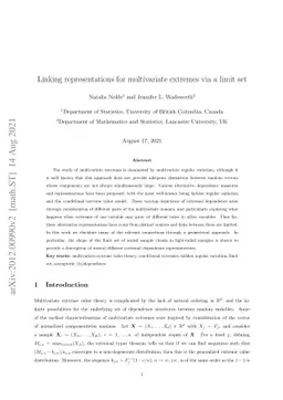 Linking representations for multivariate extremes via a limit set