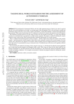 Tagging Real-World Scenarios for the Assessment of Autonomous Vehicles