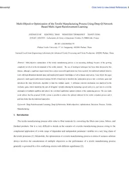 Multi-Objective Optimization of the Textile Manufacturing Process Using
  Deep-Q-Network Based Multi-Agent Reinforcement Learning