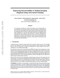 Improving Interpretability in Medical Imaging Diagnosis using
  Adversarial Training