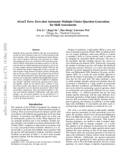 AGenT Zero: Zero-shot Automatic Multiple-Choice Question Generation for
  Skill Assessments