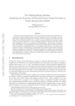 The Self-Simplifying Machine: Exploiting the Structure of Piecewise
  Linear Neural Networks to Create Interpretable Models