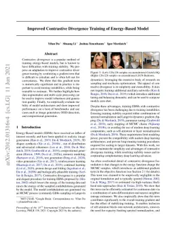 Improved Contrastive Divergence Training of Energy Based Models