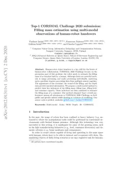 Top-1 CORSMAL Challenge 2020 Submission: Filling Mass Estimation Using
  Multi-modal Observations of Human-robot Handovers
