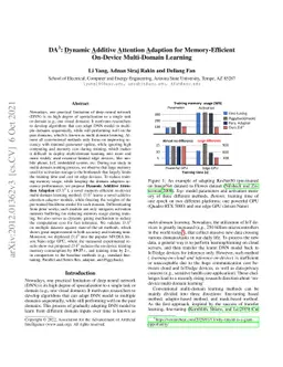 $DA^3$:Dynamic Additive Attention Adaption for Memory-EfficientOn-Device
  Multi-Domain Learning