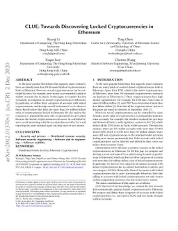 CLUE: Towards Discovering Locked Cryptocurrencies in Ethereum
