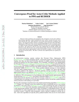 Convergence Proof for Actor-Critic Methods Applied to PPO and RUDDER