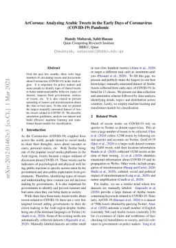 ArCorona: Analyzing Arabic Tweets in the Early Days of Coronavirus
  (COVID-19) Pandemic