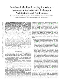 Distributed Machine Learning for Wireless Communication Networks:
  Techniques, Architectures, and Applications