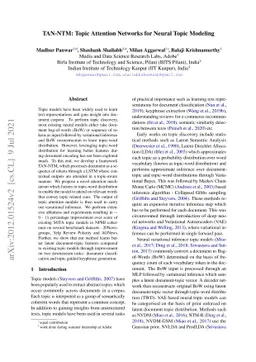 TAN-NTM: Topic Attention Networks for Neural Topic Modeling