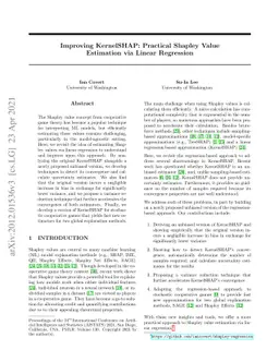 Improving KernelSHAP: Practical Shapley Value Estimation via Linear
  Regression