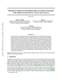 Meshless physics-informed deep learning method for three-dimensional
  solid mechanics