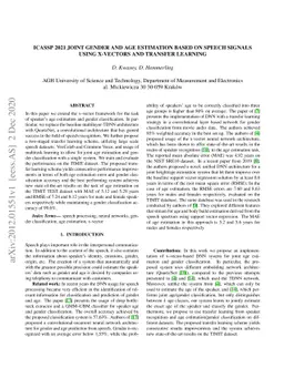 Joint gender and age estimation based on speech signals using x-vectors
  and transfer learning