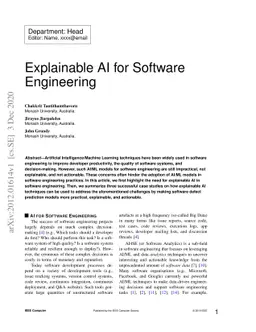 Explainable AI for Software Engineering