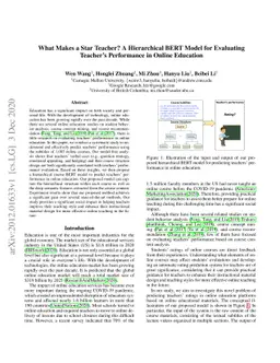What Makes a Star Teacher? A Hierarchical BERT Model for Evaluating
  Teacher's Performance in Online Education