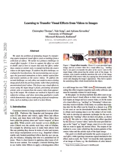 Learning to Transfer Visual Effects from Videos to Images