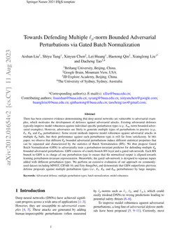 Towards Defending Multiple $\ell_p$-norm Bounded Adversarial
  Perturbations via Gated Batch Normalization