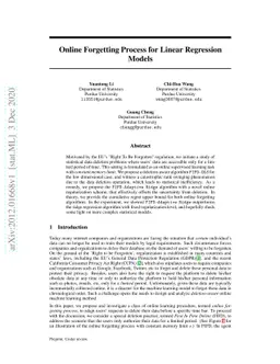 Online Forgetting Process for Linear Regression Models