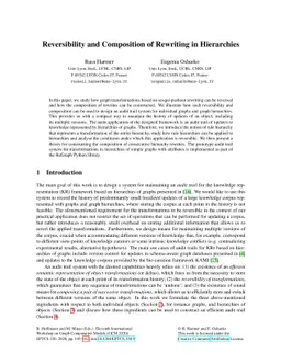 Reversibility and Composition of Rewriting in Hierarchies