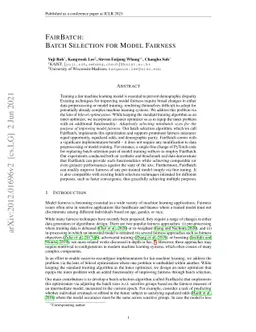 FairBatch: Batch Selection for Model Fairness