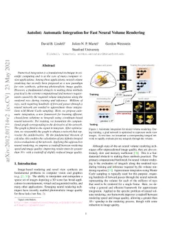 AutoInt: Automatic Integration for Fast Neural Volume Rendering