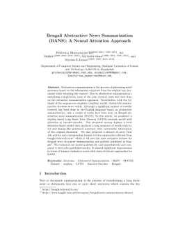 Bengali Abstractive News Summarization(BANS): A Neural Attention
  Approach