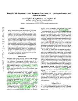 DialogBERT: Discourse-Aware Response Generation via Learning to Recover
  and Rank Utterances