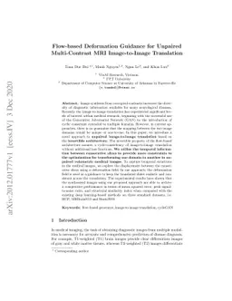 Flow-based Deformation Guidance for Unpaired Multi-Contrast MRI
  Image-to-Image Translation